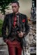 Black wrinkled velvet Aristocratic steampunk suit with fitted Italian cut