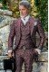 Red with silver floral brocade Baroque era Frock coat with silver embroidery