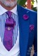 Corbata de novio con pañuelo diseño cachemere azul y malva