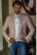 Pink men's fashion party blazer golden floral brocades modern Italian cut tailored