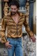 Bronce mens fashion party blazer with black floral brocade modern Italian cut tailored