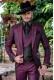 Fuchsia rocker groom suit with black gothic floral brocade tailored italian cut