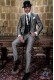 Silver rocker groom suit with black psychedelic brocade and black satin profile on lapels