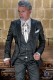 Gray metallic lurex rocker groom suit with contrast lapels profile