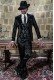 Black satin rocker groom suit with modern tailored italian cut