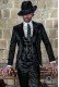 Black satin rocker groom suit with modern tailored italian cut