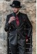 Black with red pinstripe rocker groom double-breasted suit