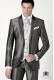 Gray metallic effect men wedding suit regular fit