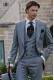 Chaqué de sastrería italiana de elegante corte “Slim”. Tejido gris, Príncipe de Gales 