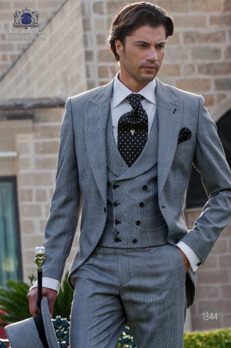 Redingote élégant tailleur italien cut "Slim". Prince de Galles tissu.