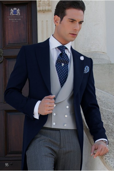 Pure wool Navy blue wedding morning suit