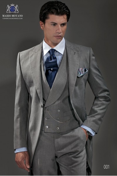 Light grey end-on-end wool blend tailored fit morning suit