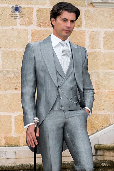 Maßgeschneiderter Grau Cut anzug aus reiner Wolle mit Karomuster. 4031 Mario Moyano