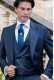 Bespoke blue herringbone stripe wedding morning suit model 4027 Mario Moyano