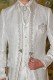 vintage Napoleon collar frock coat in white brocade fabric with silver embroidery and crystal clasp 4036 Mario Moyano