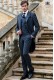 Blue bespoke pure wool windowpane check groom morning suit 4030 Mario Moyano