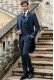 Blue bespoke pure wool windowpane check groom morning suit 4030 Mario Moyano